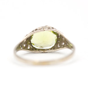 10k Peridot Art Deco RIng