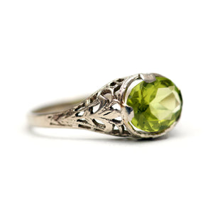 10k Peridot Art Deco RIng