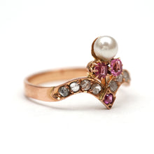 將圖片載入圖庫檢視器 18k Pink Topaz and Diamond Belle Epoque Ring
