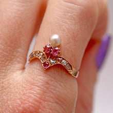 將圖片載入圖庫檢視器 18k Pink Topaz and Diamond Belle Epoque Ring
