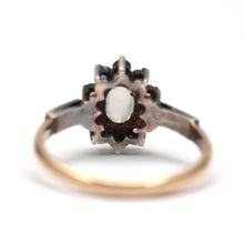 Load image into Gallery viewer, 9k Moonstone Sapphire Ruby Halo Ring
