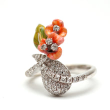 Load image into Gallery viewer, 18k Diamond Enamel Flower Ring
