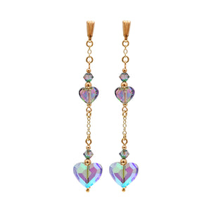9k Swarovski Heart Earrings