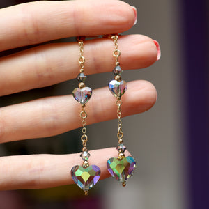 9k Swarovski Heart Earrings