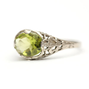 10k Peridot Art Deco RIng