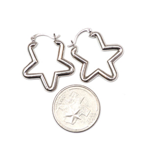 14k Star Hoop Earrings