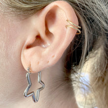 Load image into Gallery viewer, 14k Star Hoop Earrings
