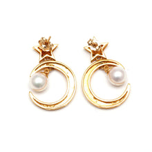 將圖片載入圖庫檢視器 Large 18k Diamond Moon and Star Earrings
