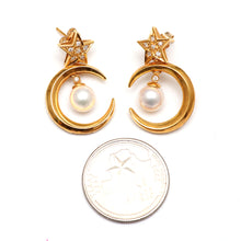 將圖片載入圖庫檢視器 Large 18k Diamond Moon and Star Earrings
