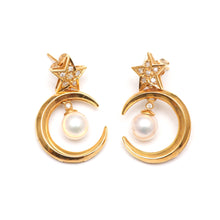 將圖片載入圖庫檢視器 Large 18k Diamond Moon and Star Earrings
