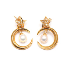 Load image into Gallery viewer, Large 18k Diamond Moon and Star Earrings
