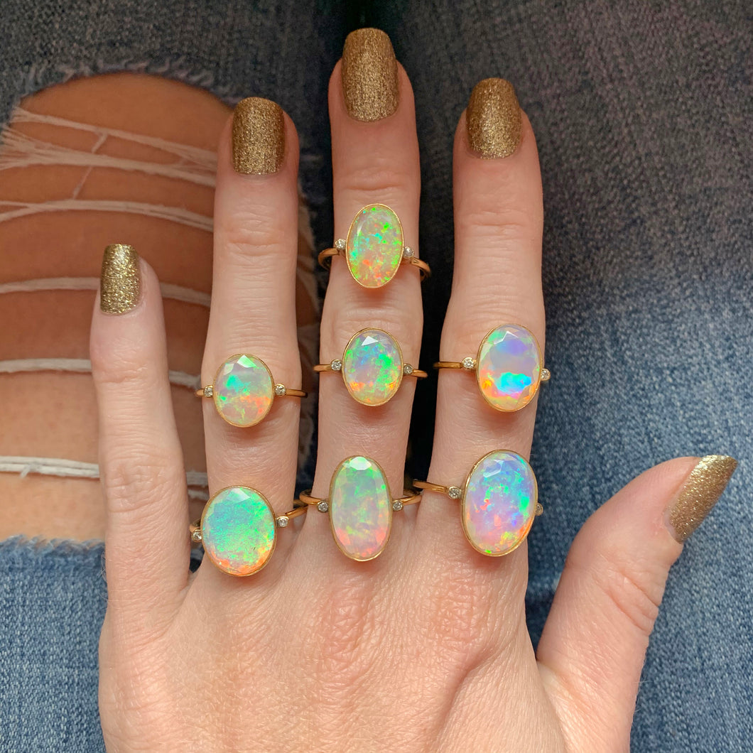 18k Diamond Welo Opal Rings