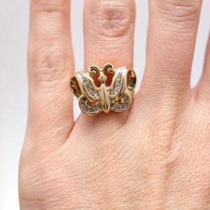Chunky Diamond Art Deco Butterfly Ring