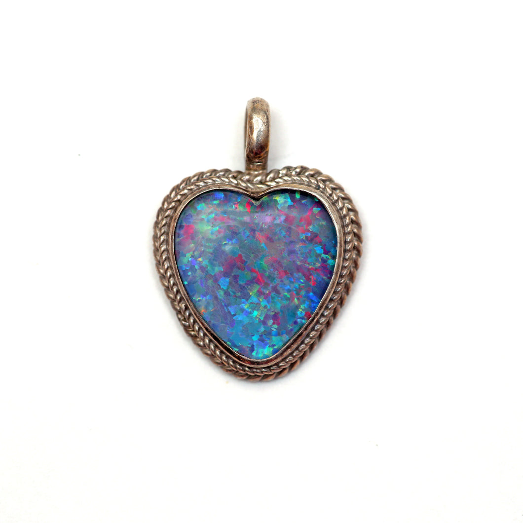 Giant Opal Heart Doublet Pendant