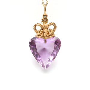 14k Crowned Amethyst Heart Pendant