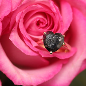 18k Black Diamond Heart Ring