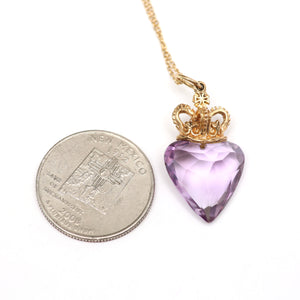 14k Crowned Amethyst Heart Pendant
