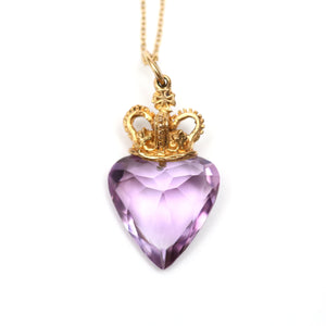14k Crowned Amethyst Heart Pendant